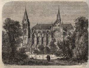 12. yüzyılda kurulan Paris Manastırı Saint-Victor (Aziz Victor) - Victor Duruy (1811-1894) tarafından “Histoire de France”da gravür - 1882 by French School