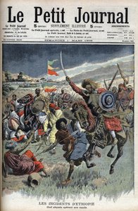 Habeş şefi baskın sırasında, Etiyopya, Mart 1908 (Hıristiyanlar Habeşliler Etiyopya-Somali sınırında Müslüman somalilerle savaşıyor) Le Petit Journal