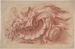 Akantus Süsleme, c.1760 (kağıt üzerine kırmızı tebeşir) by French School