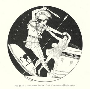 Troilus'u öldüren Aşil (lito) by French School