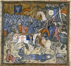 Ekle. 15269, f.124v Sarazenlerle savaşan Haçlılar, 