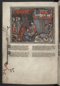 Ekle 17333, f.42v, Ejderhayla savaşan Cennet ordularının minyatürü (Vahiy XIX:19-20), Apocalypse