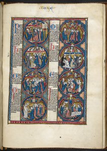 MS Harley 1527, f.105r, İncil ahlakından (parşömen) minyatürleri ekleyin by French School