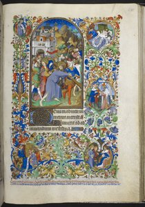 Ms 18850 f.235r, Hours of the Passion [Sext], Haçı taşıyan İsa, Book of Hours (Bedford Hours) c.1410-30 (parşömen üzerine mürekkep, renk ve altın) ekleyin by French School