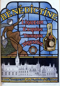 Benedictine likörü için reklam, yirminci yüzyılın başlarında by French School