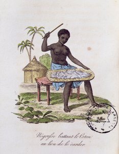 Afrikalı kadın pamuğu dövüyor by French School