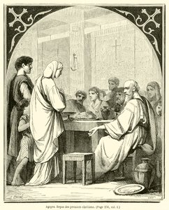 Agapes, İlk Hıristiyanların Yemeği (gravür) by French School
