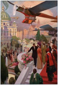 Gelecekteki uçaklar. 1910 dolaylarında (gravür) by French School