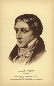 Alessandro Volta (1745-1827), İtalyan fizikçi (lito) by French School