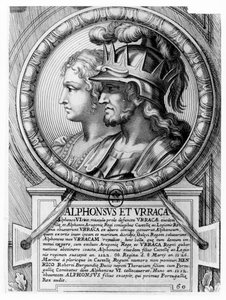 Alfonso I, Savaşçı ve Urraca (gravür) by French School