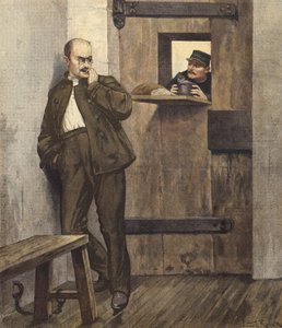 Alfred Dreyfus hapishane hücresinde by French School