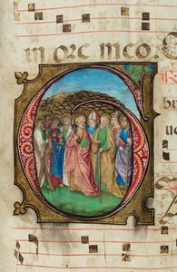 All Saints, Kademeli, f.85 (mürekkep, tempera ve parşömen üzerine altın varak) by French School