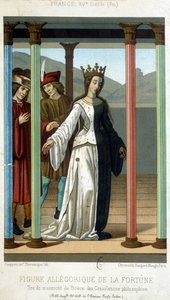 Alegorik Fortune figürü - 15. yüzyılın sonlarında Boethius “” Felsefi teselliler” in el yazmasından by French School