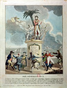 Amiens Barışı Alegorisi, 1802 (renkli gravür) by French School