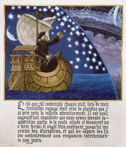 Amerigo Vespucci 3. yolculuğunda yıldızların arasında seyrediyor by French School