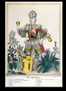 Bir Eczacı (renkli gravür) by French School