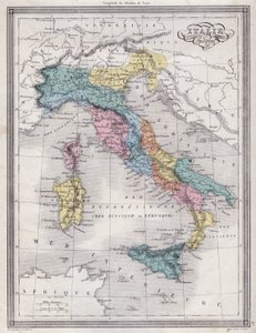 Antik İtalya - Vuillemin tarafından hazırlanan “” Yerleşik Okullar için Eski ve Modern Coğrafya Evrensel Atlası”ndan çıkarılan plaka - yaklaşık. 1845 by French School