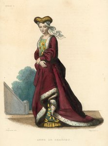 Anne de Beaujeu (renkli gravür) by French School