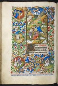 Çobanlara Duyuru, Ekleyin Bayan 18850 f.70v Saat Kitabı (The Bedford Hours) c.1410-30 (parşömen üzerine mürekkep, renkli ve altın) by French School