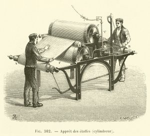Appret des etoffes, silindir (gravür) by French School