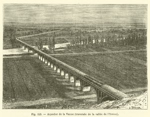 Yonne vadisini geçen Vanne su kemeri (gravür) by French School