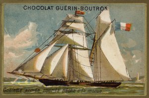 Silahlı morina balıkçı teknesi (chromolitho) by French School