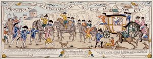 22 Haziran 1791'de Varennes'de kral ve ailesinin tutuklanması by French School