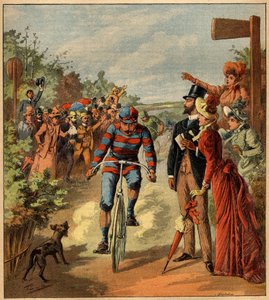 Fransız kırsalında bir bisiklet yarışının gelişi. 19 Mayıs 1892 tarihli “La Terre Illustree” n°81