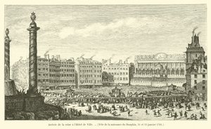 Kraliçenin Belediye Binasına gelişi, Fete de la doğum du Dauphin, 21 ve 23 Ocak 1782 by French School