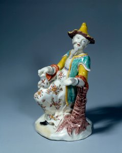 Sanat Fransa: Çin figürü. Saint Cloud'un çok renkli porselen heykeli by French School