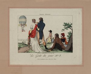 Ascension de Madame Garnerin, le 28 mars 1802 (renkli gravür) by French School