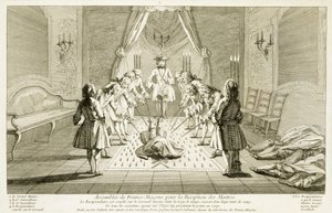 Din ve Gelenek Törenlerinden Bir Ustanın İnisiyasyonu İçin Hür Masonlar Meclisi, c.1733 by French School