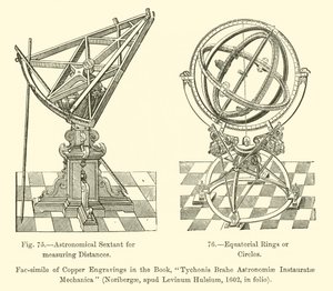 Mesafeleri, Ekvator Halkalarını veya Daireleri ölçmek için Astronomik Sekstant (gravür) by French School