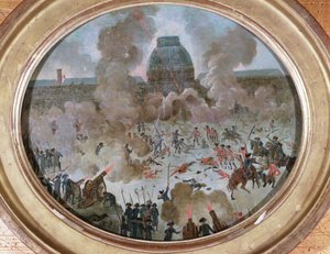 Tuileries Saldırısı, Paris, 10 Ağustos 1792 (tuval üzerine guaj boya) by French School