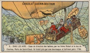 Robert Brothers ve Chartres Dükü'nün bir balonu yönlendirme girişimi by French School