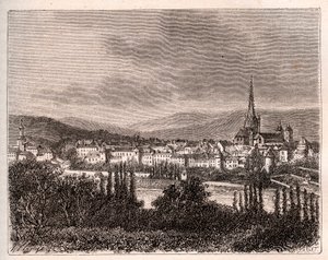 Autun - Saone-et-Loire departmanı - V.A. Malt-Brown tarafından “La France illustrée: coğrafya, tarih, istatistiksel yönetim” de gravür. 1884 by French School