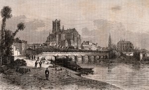 Auxerre - Bourgogne-Franche-Comte - V.A. Malt-Brown tarafından “La France illustrée: coğrafya, tarih, istatistiksel yönetim” de gravür. 1884 by French School