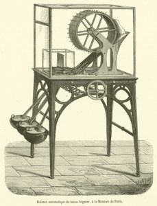 Monnaie de Paris'te Baron Seguier'nin otomatik dengesi (gravür) by French School