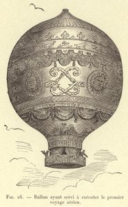 İlk hava yolculuğunu yapmak için kullanılan balon (gravür) by French School