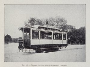 Bastille-Charenton elektrikli tramvayı - G. Davy tarafından “Elektrikle” by French School