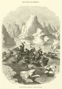 Morses tarafından saldırıya uğrayan tekne (gravür) by French School