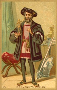 Benvenuto Cellini, İtalyan sanatçı (chromolitho) by French School