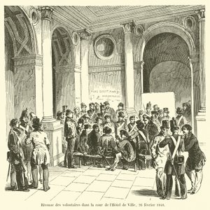 Hôtel de Ville avlusundaki gönüllülerin bivouac