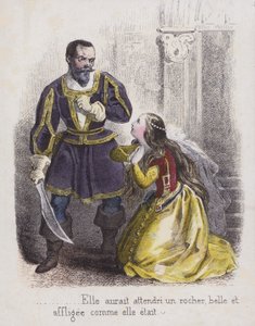 Mavi Sakal (renkli gravür) by French School