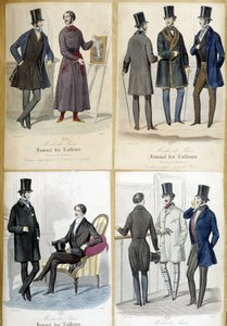 1848 tarihli “Journal des terziler”den erkek modasını gösteren panolar. by French School
