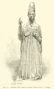 Boniface VIII, bronz heykeller, Museo Civico, Bologne (gravür) by French School