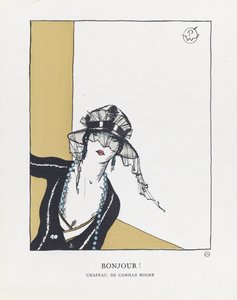 Bonjour, pub. 1921 (şablon baskı) by French School