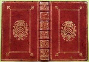 Armand-Jean du Plessis, Kardinal Richelieu (1585-1642) arması ile Tacitus Annals kitap kapağı (kırmızı deri ve altın) by French School