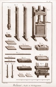 Ciltçi - basın ve geliştirme - “” Büyük Ansiklopedi veya Dictionnaire Raisonne des Sciences, des Arts et des Metiers” (Bilim, Sanat ve Meslek Ansiklopedisi veya Sözlüğü) Denis Diderot (1713-1784) ve Jean d
