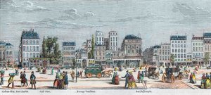 Boulevard du Temple güney tarafı - Rue Charlot - Cafe Turk - Passage Vendome - Rue du Temple - Edmond Texier tarafından “Tableau-de-Paris” gravürü 1852 by French School